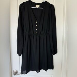Everly Long Sleeve Dress in Black Size Small
